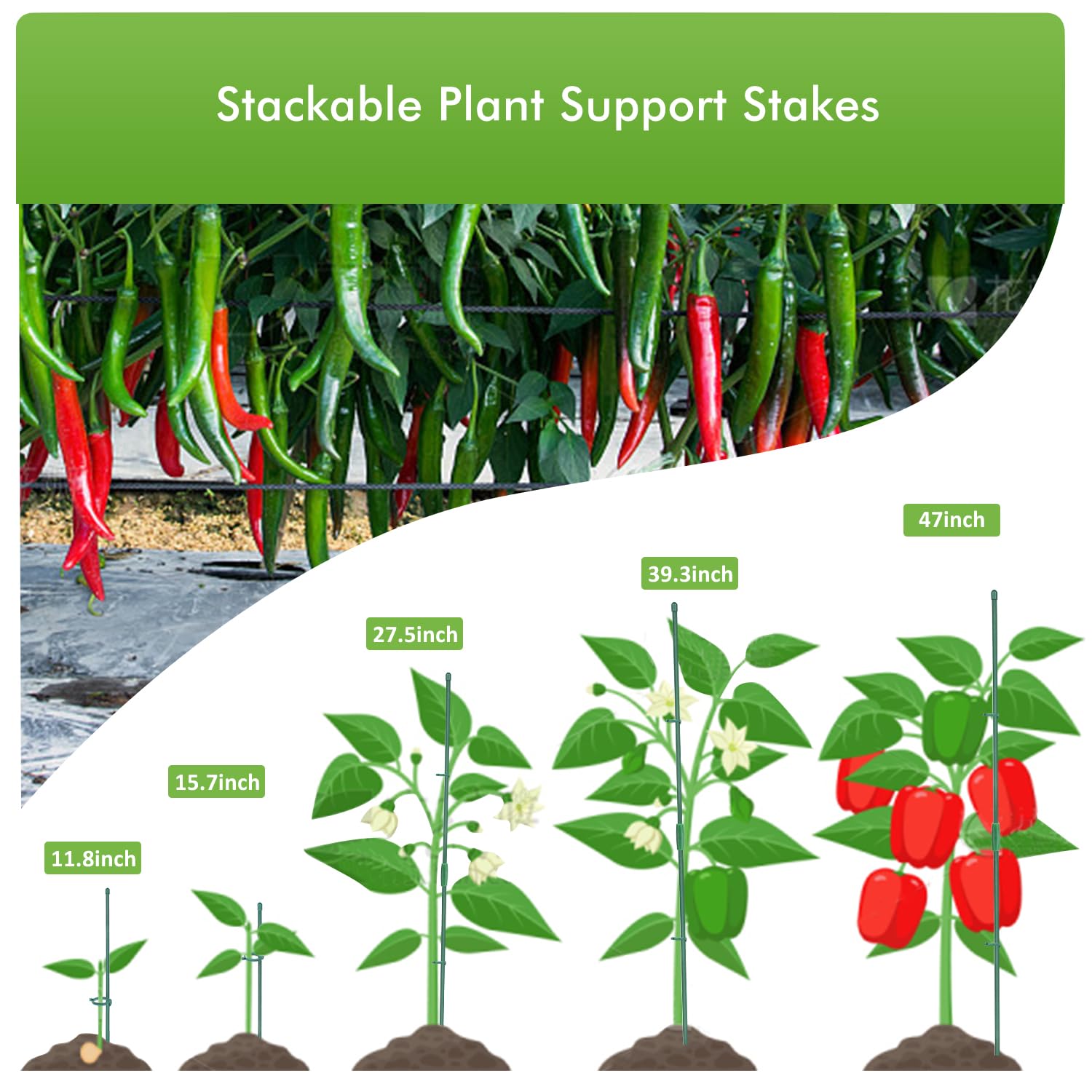 Plant Stakes, 20PCS Plant Support Sticks Adjustable Length Orchid Stakes Garden Stake Pole with Clips Suit for Potted Tomato Rose Amaryllis Vegetables and Indoor Plants