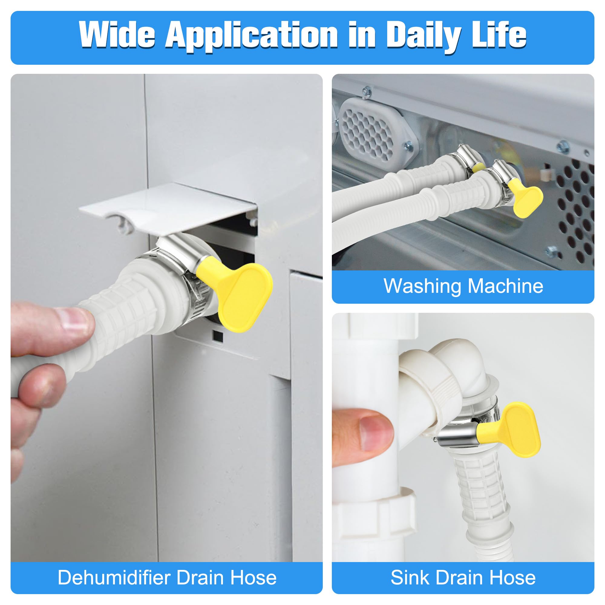 Saillong Patent Pending Dehumidifier Drain Hose, Flexible Universal Drain Hose with Cuttable Rubber Adapter and Connect Clamp, Hose Replacement for Dehumidifiers, Air Conditioners(13 Feet)