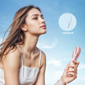 Edvision Handheld Fan, Portable Fan Mini Fan Powerful Hand Fan with 3 Speeds, USB Rechargeable Personal Fan, Makeup Lash Fan for Stylish Girls, Cute Small Pocket Fan for Travel/Outdoor/Home, Pink