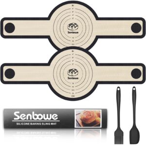 senbowe 2 pcs silicone bread sling for dutch oven, non-stick & easy to clean reusable silicone bread baking mat sheet liner with extra long handles, easy to transfer sourdough bread baking supplies