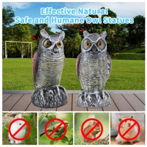 Hedoc 2 Pack Fake Owl Decoys to Scare Birds Away from Gardens and Rooftop, Long-Eared Owl Bird Deterrents, Nature Scarecrow Plastic Owls Pest Repellent, Owl Statue for Garden Decor, Yard Decoration