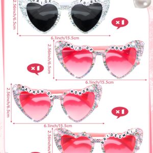 Mootycapa 6 Pcs Bride Sunglasses Bachelorette Sunglasses Party Favors for Bridesmaids for Wedding Party Bride to Be Gifts(White, Pink, Bridesmaid)