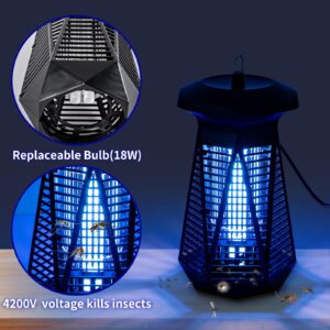 NOBUZZ Bug Zapper Outdoor Indoor, 4200V 18W Electric Mosquito Zapper, Fly Traps, Fly Zapper, IPX6 Waterproof Mosquito Killer for Home Patio Office Courtyard