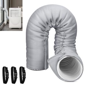 portable ac hose insulation sleeve, portable air conditioners insulated hose cover wrap, fit 5" & 5.9" diameter exhaust hose, easy installation with 3*adjustable buckle straps, light gray