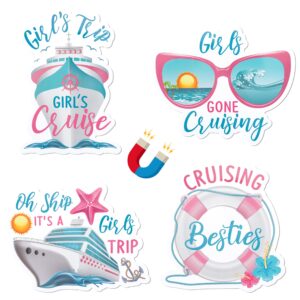 japbor cruise door decorations magnetic - 4pcs oh ship it’s a girls trip magnets, girl cruise ship car cabin refrigerator magnet decal, cruising magnetic fridge stickers for home kitchen decor