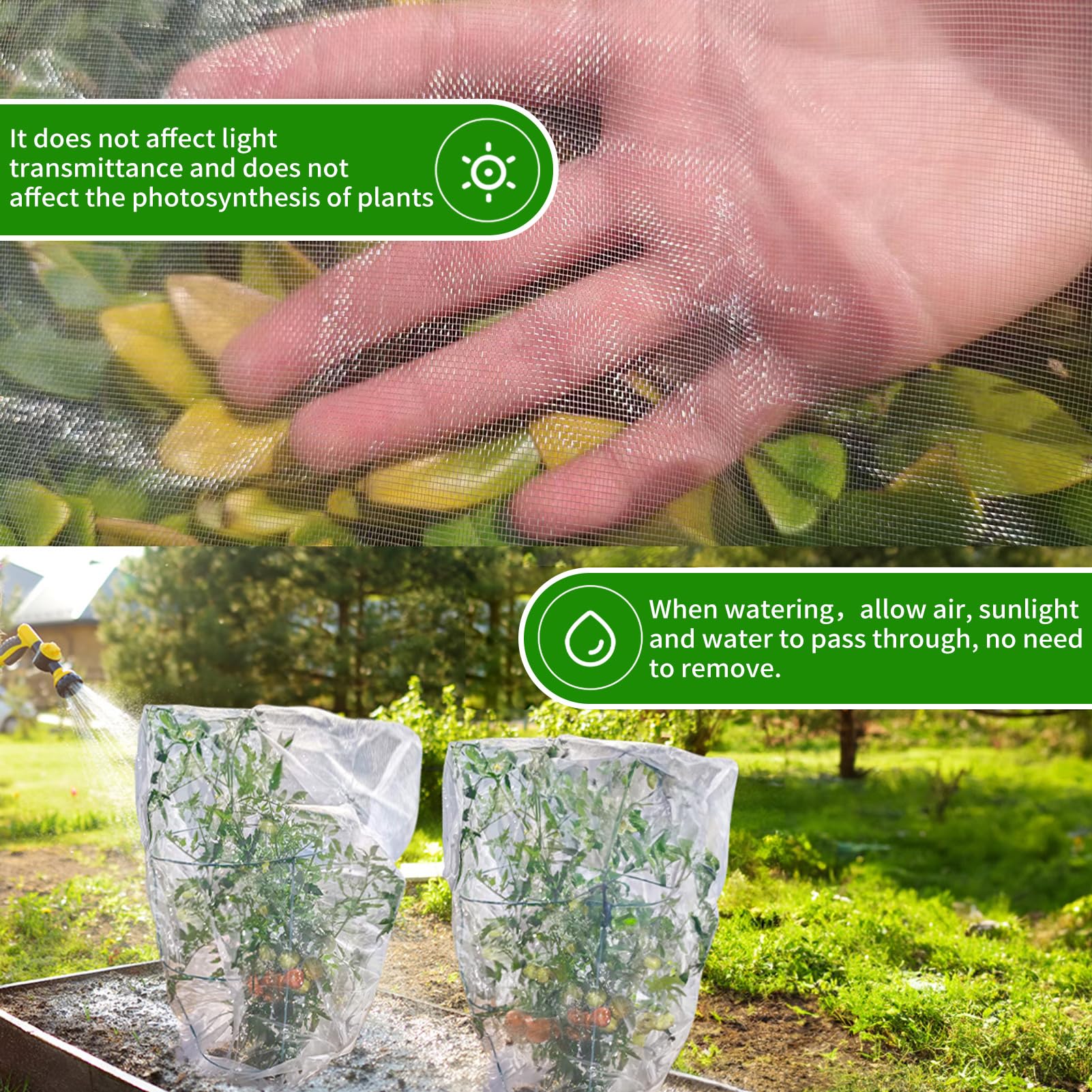 KEOHOLI Large 2 Packs Fruit Tree Netting Bags with Zipper and Drawstring, Insect Bird Barrier Netting Plant Covers for Fruit Vegetable Trees, Bushes,Flower in Garden (8 * 8ft)