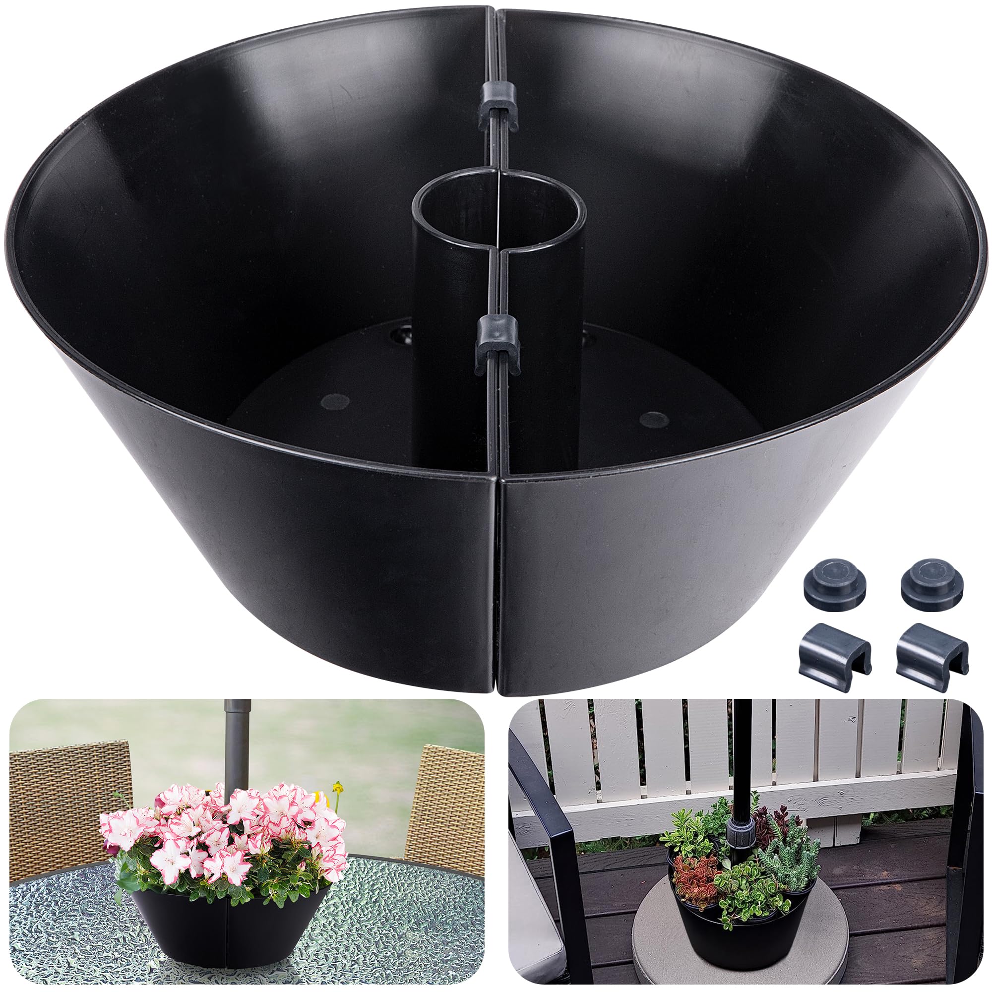 EBaokuup Umbrella Planters - Half Circle Planter Pots with Umbrella Hole - Flower Planters Pots Container for Indoor Outdoor Garden Home Plants (1 PCS)