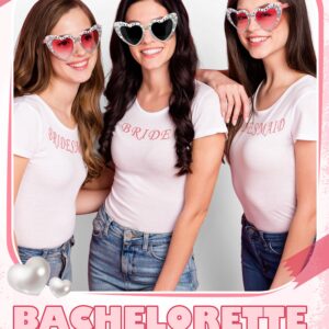 Mootycapa 6 Pcs Bride Sunglasses Bachelorette Sunglasses Party Favors for Bridesmaids for Wedding Party Bride to Be Gifts(White, Pink, Bridesmaid)