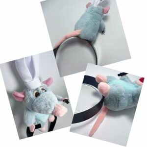 Fantasyer 2PCS Ratatouille Plush Headband Women Cute Funny, Ratatouille Hairband Clip Grabs Hair Costume Headwear Headband for Washing Face, Ratatouille+ratatouille