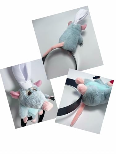 Fantasyer 2PCS Ratatouille Plush Headband Women Cute Funny, Ratatouille Hairband Clip Grabs Hair Costume Headwear Headband for Washing Face, Ratatouille+ratatouille