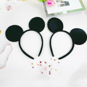 Kirnuo 2 Pcs Mouse Ears Solid Black Mouse Headband for Girls Women Adult Mouse Themed Birthday Party Supplies and Costume Cosplay Decoration