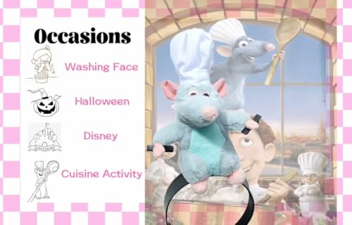 Fantasyer 2PCS Ratatouille Plush Headband Women Cute Funny, Ratatouille Hairband Clip Grabs Hair Costume Headwear Headband for Washing Face, Ratatouille+ratatouille