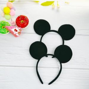 Kirnuo 2 Pcs Mouse Ears Solid Black Mouse Headband for Girls Women Adult Mouse Themed Birthday Party Supplies and Costume Cosplay Decoration