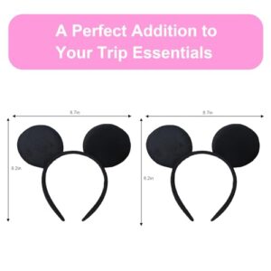 Kirnuo 2 Pcs Mouse Ears Solid Black Mouse Headband for Girls Women Adult Mouse Themed Birthday Party Supplies and Costume Cosplay Decoration