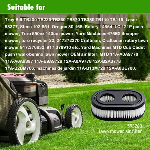 1PCs 593260 Air Filter, 798452 334404 Lawn Mower Air Cleaner Replacement Filters for 4247 5432 5432k 09P00 09P702 550E 500EX 550EX 625 575EX Mower Series Engine Accessories