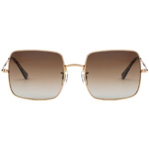 LIKSMU Square Sunglasses for Women Men Polarized Vintage Retro Metal Frame Trendy Sun Glasses Gold Frame