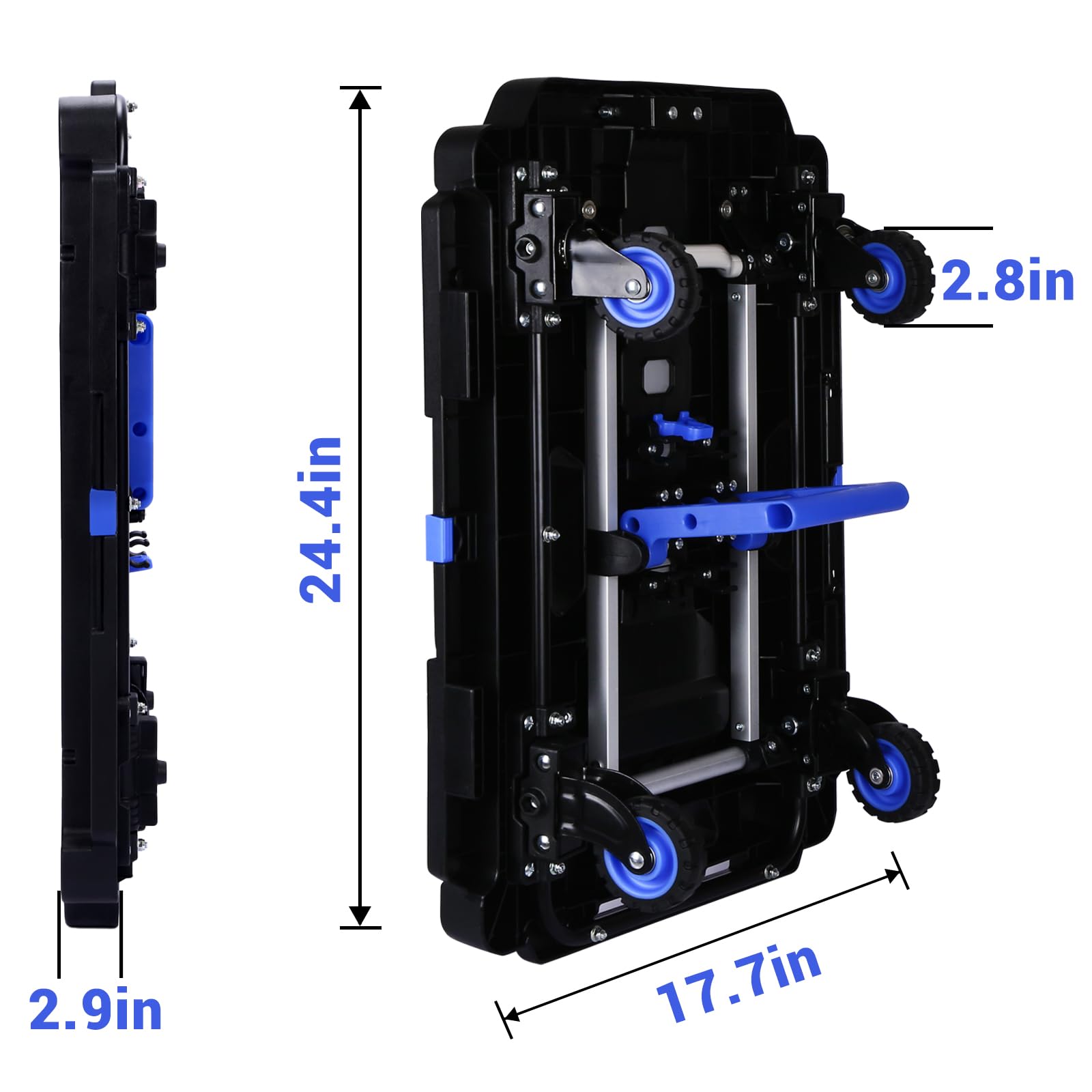 XCBYT 2 in 1 Folding Dolly Cart, Heavy Duty 330 LBS Utility Furniture Moving Dolly Expansion Platform Trucks with 4 Foldable Wheels & for Luggage, Office, Moving, Travel, Shopping