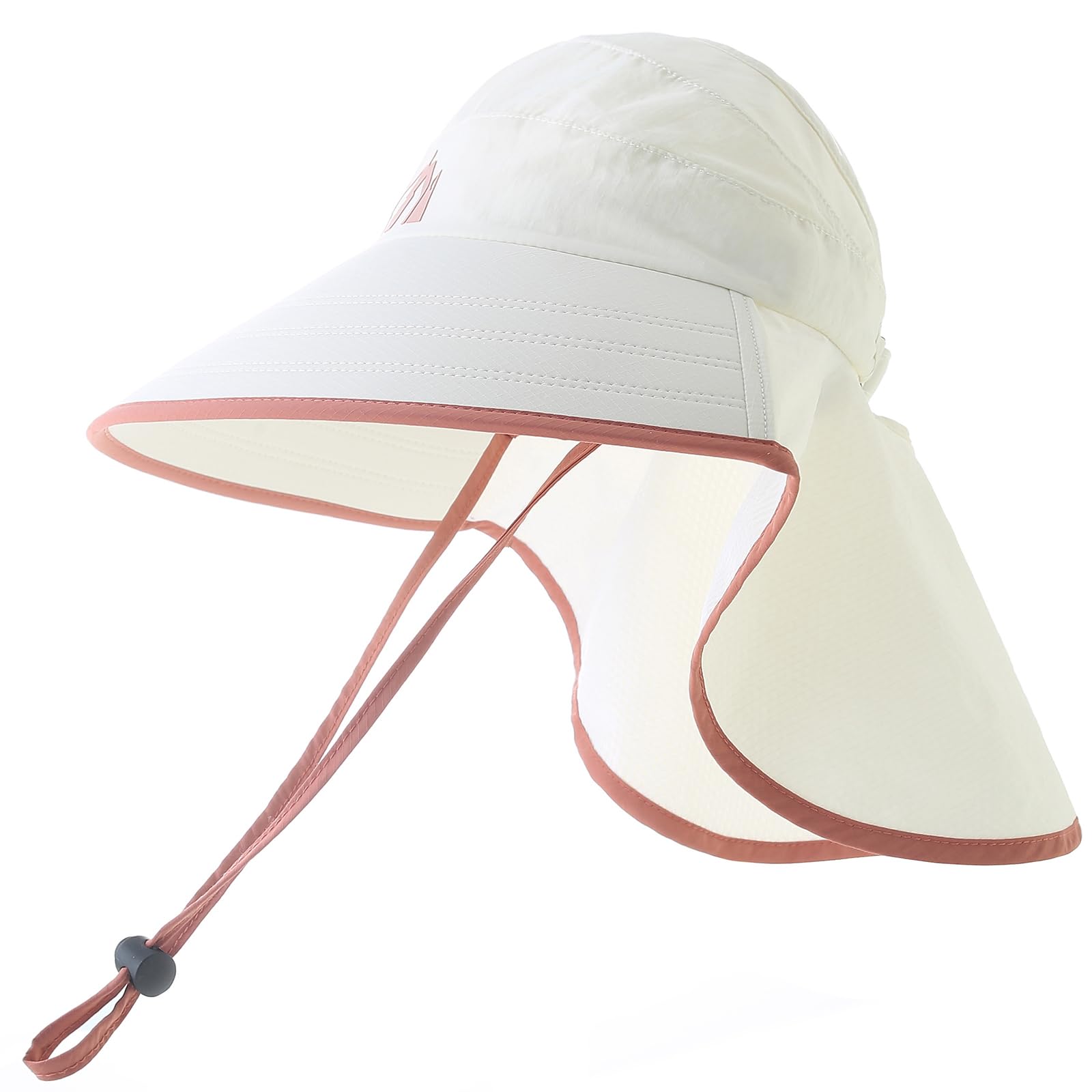 Sun Hats for Women Wide Brim Beach Sun Hat UV 50+Protection Packable HAT for Women Hiking Fishing with Neck Flap Off-White