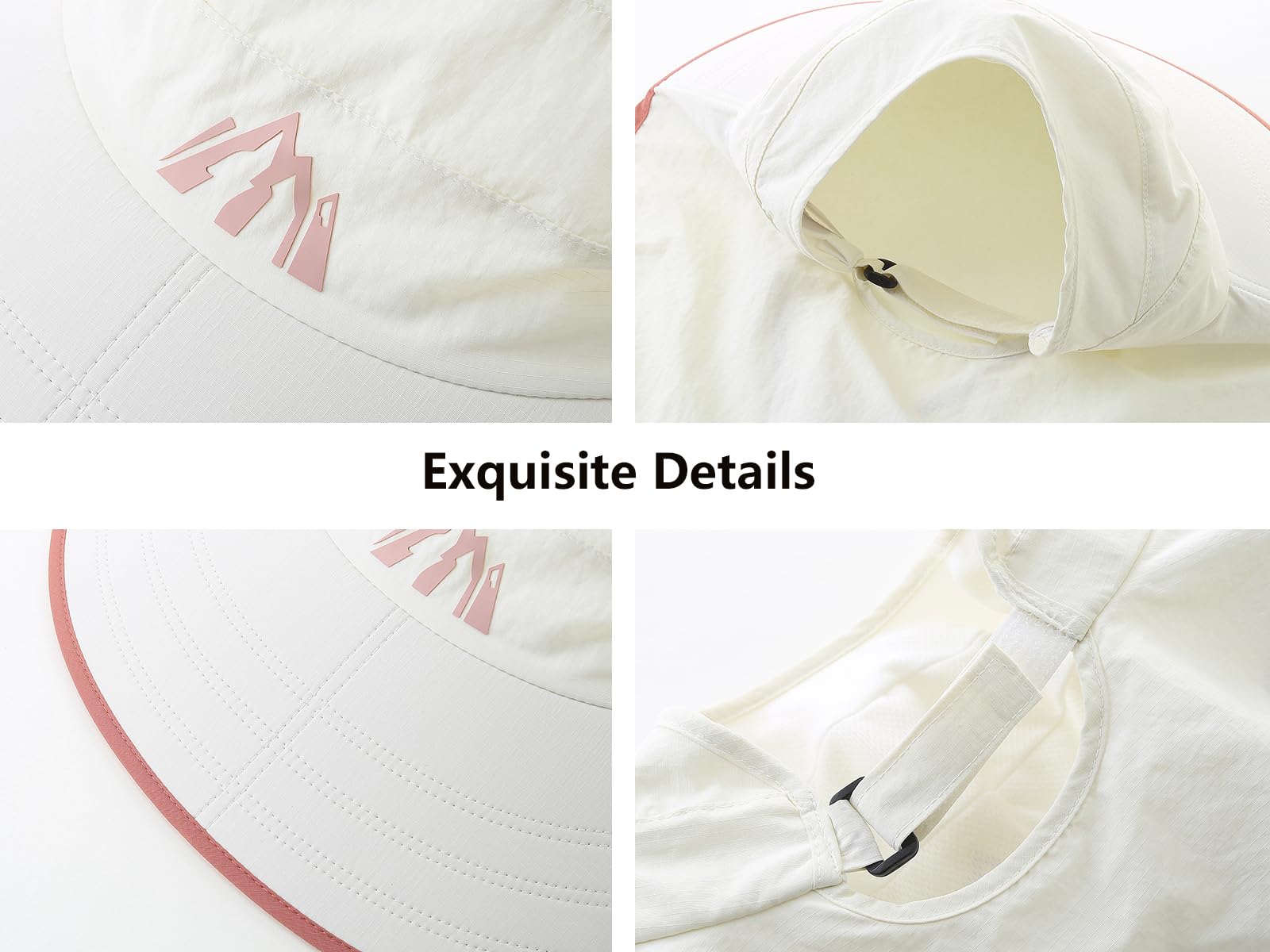 Sun Hats for Women Wide Brim Beach Sun Hat UV 50+Protection Packable HAT for Women Hiking Fishing with Neck Flap Off-White