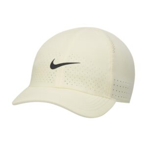 nike court dri-fit aerobill advantage adult unisex tennis cap (us, alpha, one size, alabaster/black)