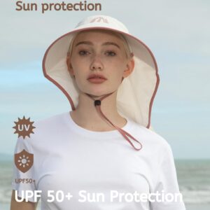 Sun Hats for Women Wide Brim Beach Sun Hat UV 50+Protection Packable HAT for Women Hiking Fishing with Neck Flap Off-White