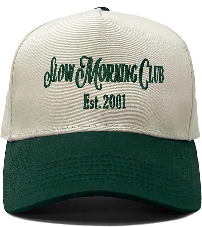 Two Tone Vintage Snapback Hat - Slow Morning Club - Forest/Beige