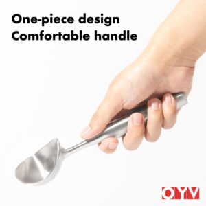 OYV Stainless Steel Ice Cream Scoop, Ergonomically Designed Handle for Comfort, Heavy Duty Ice Cream Scooper, One-Piece Design Ice Cream Scoops, Dishwasher Safe.