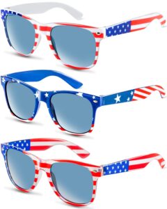 sofier 4th of july accessories 3 pairs usa american flag sunglasses patriotic party favors fourth of july accessories red white and blue sunglasses for women men classic retro