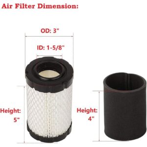 Drblawi Compatible with 796031 594201 Air Filter for BS 590825 591334 John Deere D100 D110 D105 D125 D130 D140 L105 L107 MIU14395 Husqvarna YTH22V46 Lawn Mower with 492932S Oil Filter