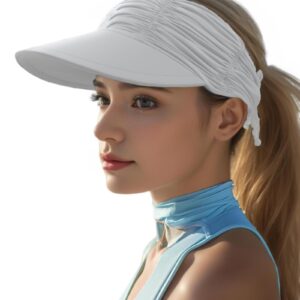 YAGOLD Womens Visor Sun Hat Wide Brim Cool Adjustable Summer UV Protection Visor Hat for Beach Sport Golf Travel Outdoor White