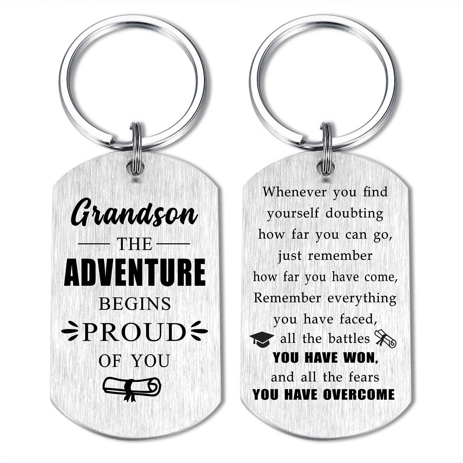 Alotozo Graduation Gifts for Grandson 2024 - Grandson Graduation Keychain - PHD College High School Graduate Party Favor Decorations