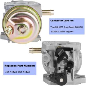 Drblawi Compatible with 951-14423 Carburetor with 951-10298 air filter for MTD Cub Cadet SC100 ST100 SC300HW SC500Z Troy Bilt TB105 TB120 TB220 TB270 Lawn Mower 5X65RU 59cc 4-Cycle Engines