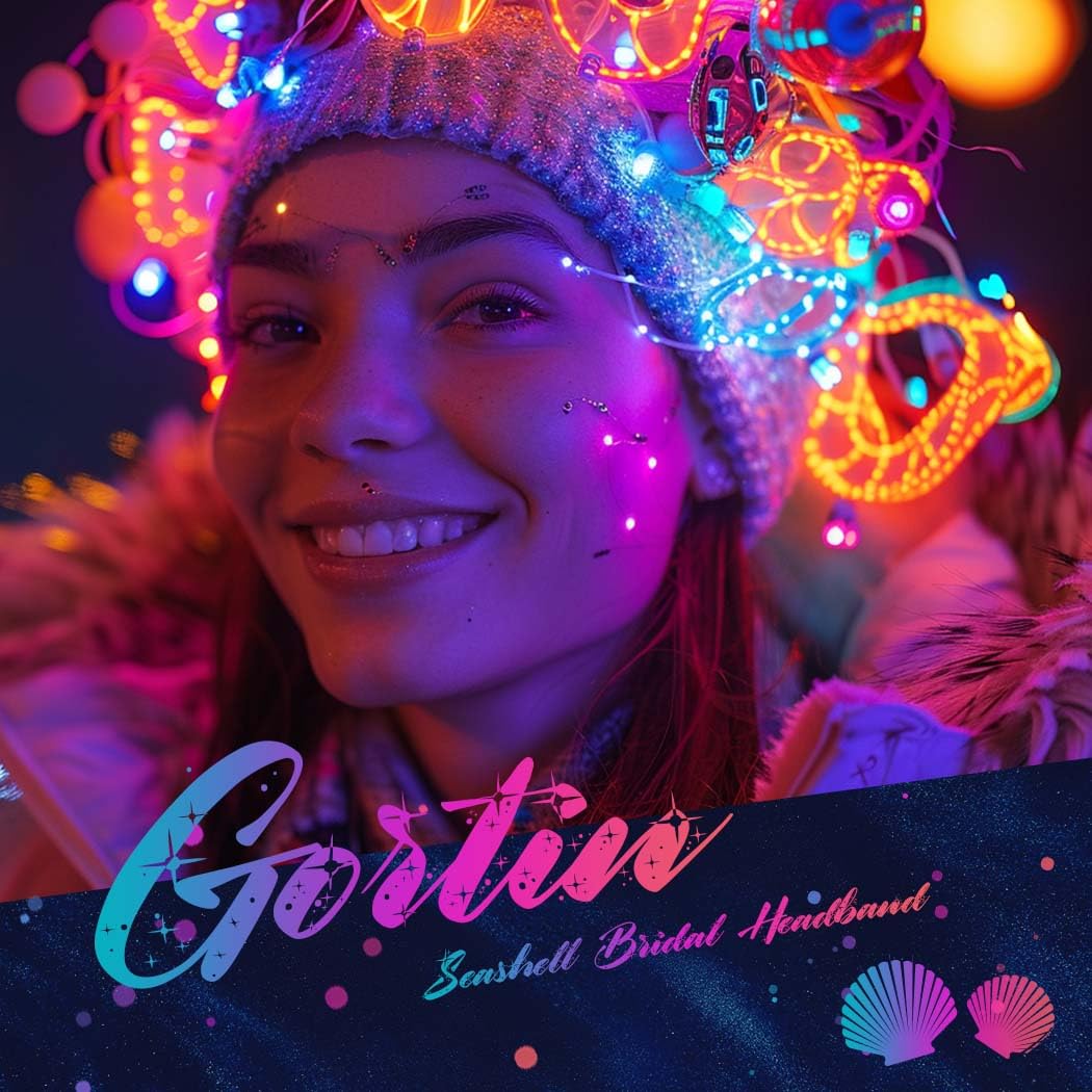 GORTIN Light Up Starfish Headband LED Mermaid Headbands Glow Seashell Hair Band Beach Party Costume Headwear Hair Accessories for Women and Girls