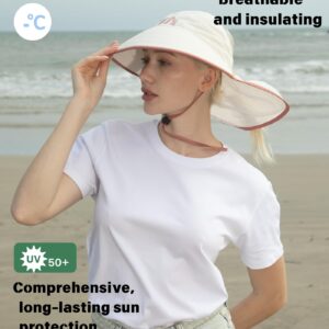 Sun Hats for Women Wide Brim Beach Sun Hat UV 50+Protection Packable HAT for Women Hiking Fishing with Neck Flap Off-White