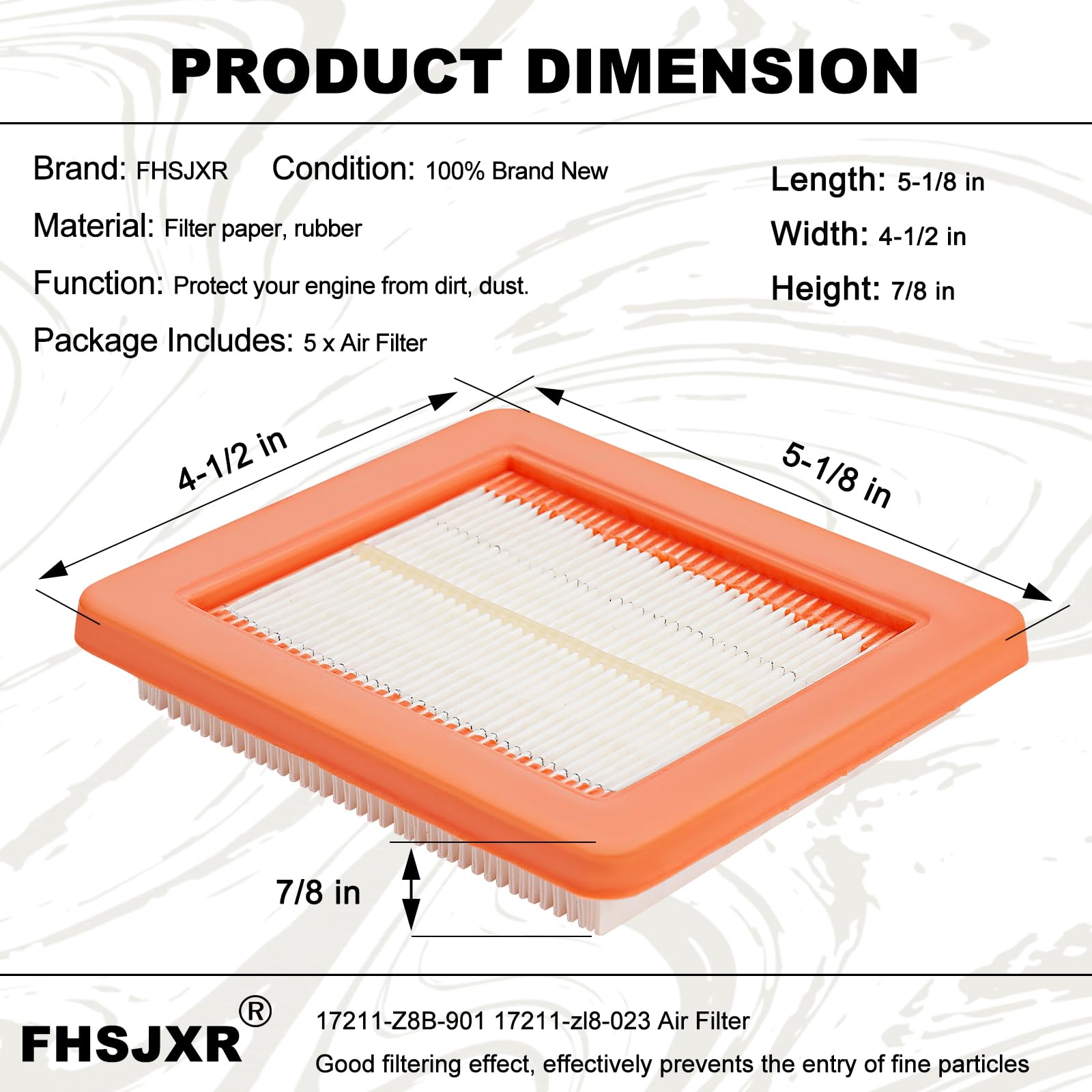 FHSJXR 17211-Z8B-901 HRX217 Air Filter for Honda GCV160LA1 GCV190LA GCV160LAO Engine Harmony II HRR216 HRX217 HRR216K9VKAA HRS216 HRN216 Walk Behind Mower, GC135 GC160 Lawn Mower Air Cleaner