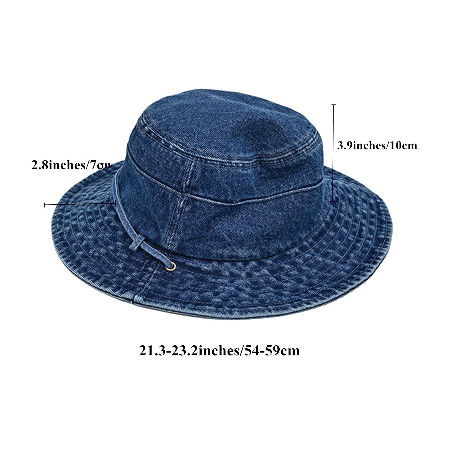 AICHUAN Bucket Hat for Women Men Wide Brim Sun Hat Packable Cotton Denim Summer Beach Travel Outdoor Fishing Cap Dark Blue