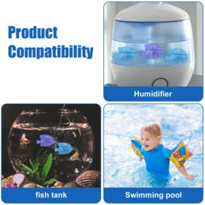 16pcs Humidifier Tank Cleaner, 2.52x1.57x1.06 Inch Humidifier Cleaner Fish Demineralization Cleaning Ball Humidifier Filter Replacement for Protec Fish Tank Mist Humidifiers (Purple, Blue)