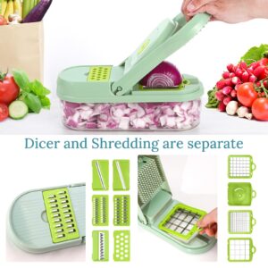 QUINEEHOM Vegetable Chopper 17 in 1, veggie chopper with container for French Fry, Multifunctional Food Chopper for Kitchen, Mandoline Dicer Onion Meat Salad Chopper Slicer Cutter