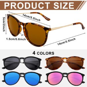 HEQU 4Pairs Vintage Round Sunglasses for Women Men Fashion Ladies Sunglasses Classic Retro Trendy Lightweight Circle Frame Sun Glasses UV400 Protection