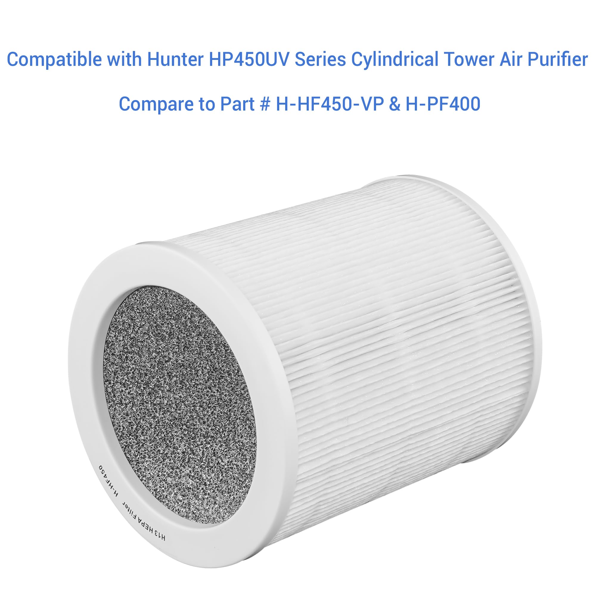 Breshair True HEPA Replacement Filter Compatible with Hunter HP450 and HP450UV Series Air Purifier, includes 2 H13 HEPA Filters and 8 Pre-Filters, Compare to Part# H-HF450-VP & H-PF400 (2-Pack)