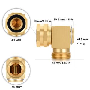 YELUN Garden Hose Swivel elbow Connector 90 Degree Solid Brass Pipe Fittings Hose Kink Protector (1 Pack)