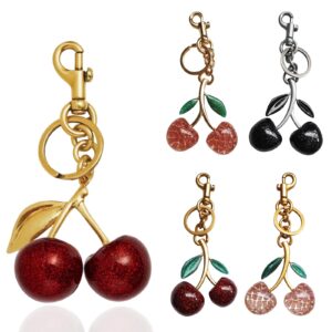 generic cherry bag charm cherry keychain charm metal accessory sparkling resin for purses and bags, red