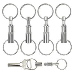 maituifos 4 pcs quick release keychain-detachable pull apart keychain(silver) detachable pull apart key rings keychains