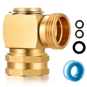 yelun garden hose swivel elbow connector 90 degree solid brass pipe fittings hose kink protector (1 pack)