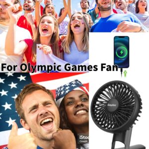 EasyAcc Portable Handheld Fan,4000 Battery Portable Fan for Travel [Ultra Quiet Powerful] 5 Speed Backup Power Digital Display Lanyard Rechargeable Foldable Personal Hand Fan for Olympic Games Black