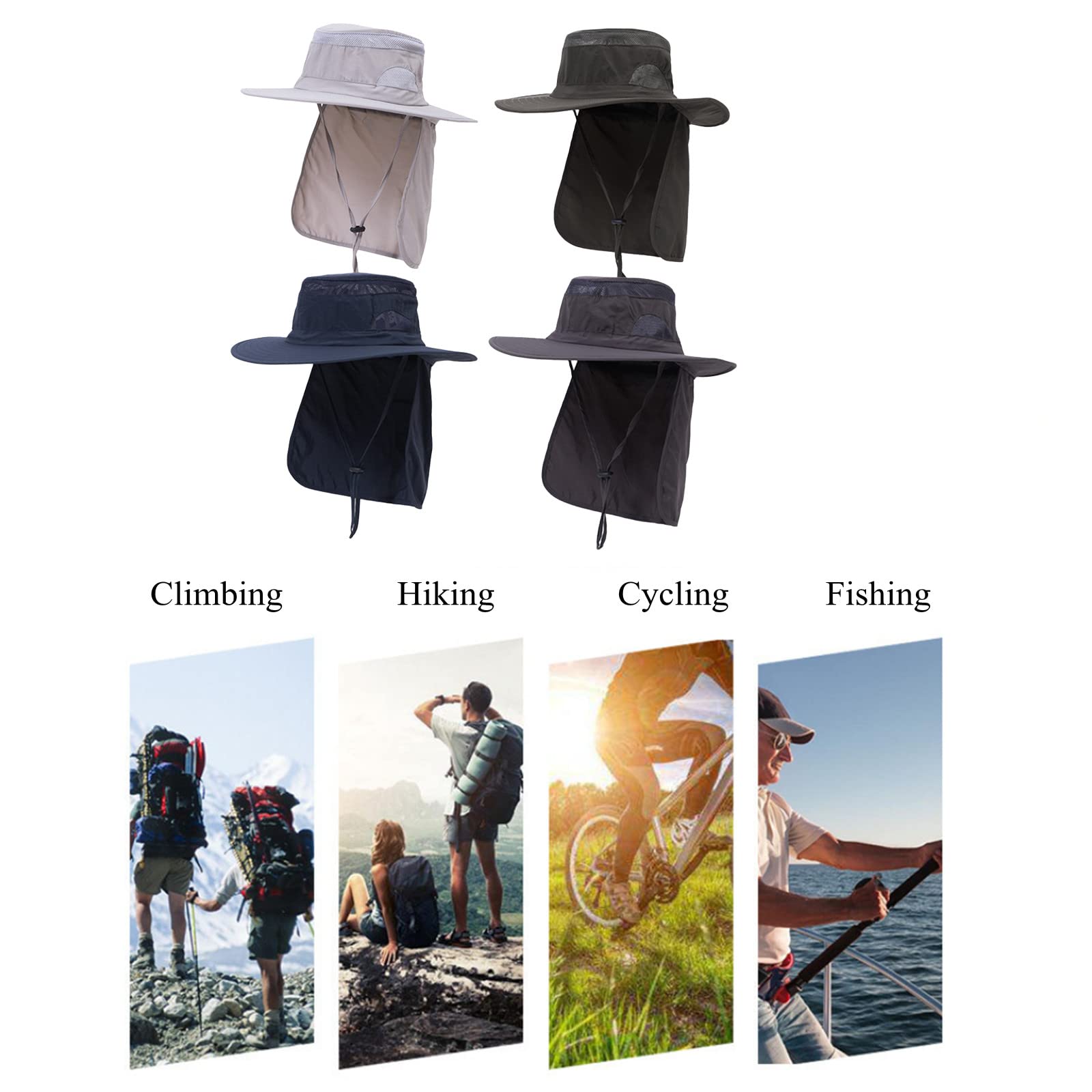 UV Protection Sun Hat with Neck Flap for Men Women, Breathable Summer Hot Weather Work Hat SPF UPF 50+ Sunhat for Fishing, Safari, Outdoor Adventure, Gardening, Camping, Travel, Yardwork, Hiking