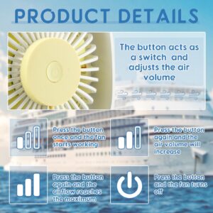 Rossesay 1 Pcs Cruise Ship Approved Travel Fan USB Fan Portable Travel Fan Cruise Ship Essentials Small Desk Fan for Cruise Travel Office Bedroom Home Sleeping Desktop Camping