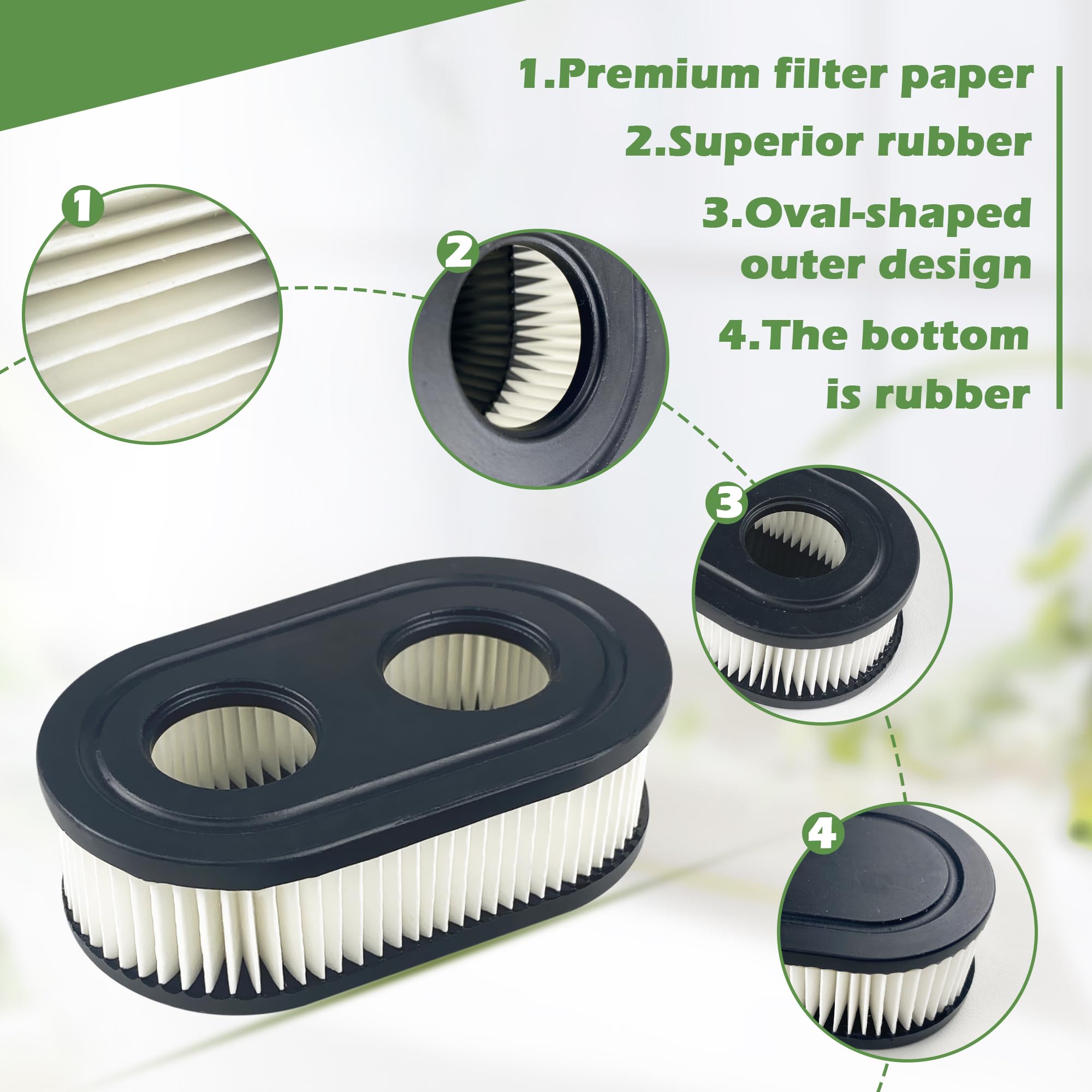 HOMJOY 6 Packs Filters+6 Packs Sponge, 593260 Lawn Mower Air Cleaner Cartridge Filter & Sponge, Replacement Filters for 4247 5432 5432k 09P00 09P702 550E 500EX 550EX 625 575EX Series Engine (6+6)