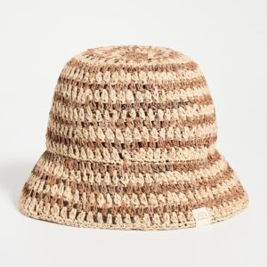 Loeffler Randall Women's Jocelyn Raffia Bucket Hat, Brown/Natural, One Size