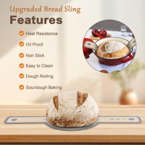 Silicone Bread Sling for Dutch Oven,2 Sizes Set Non-Stick & Odor-Free Bread Baking Mat Set,Anti-slip Reusable Bread Sling with Long Handle,Edge Sealing Design,Essential Sourdough Bread Baking Supplies